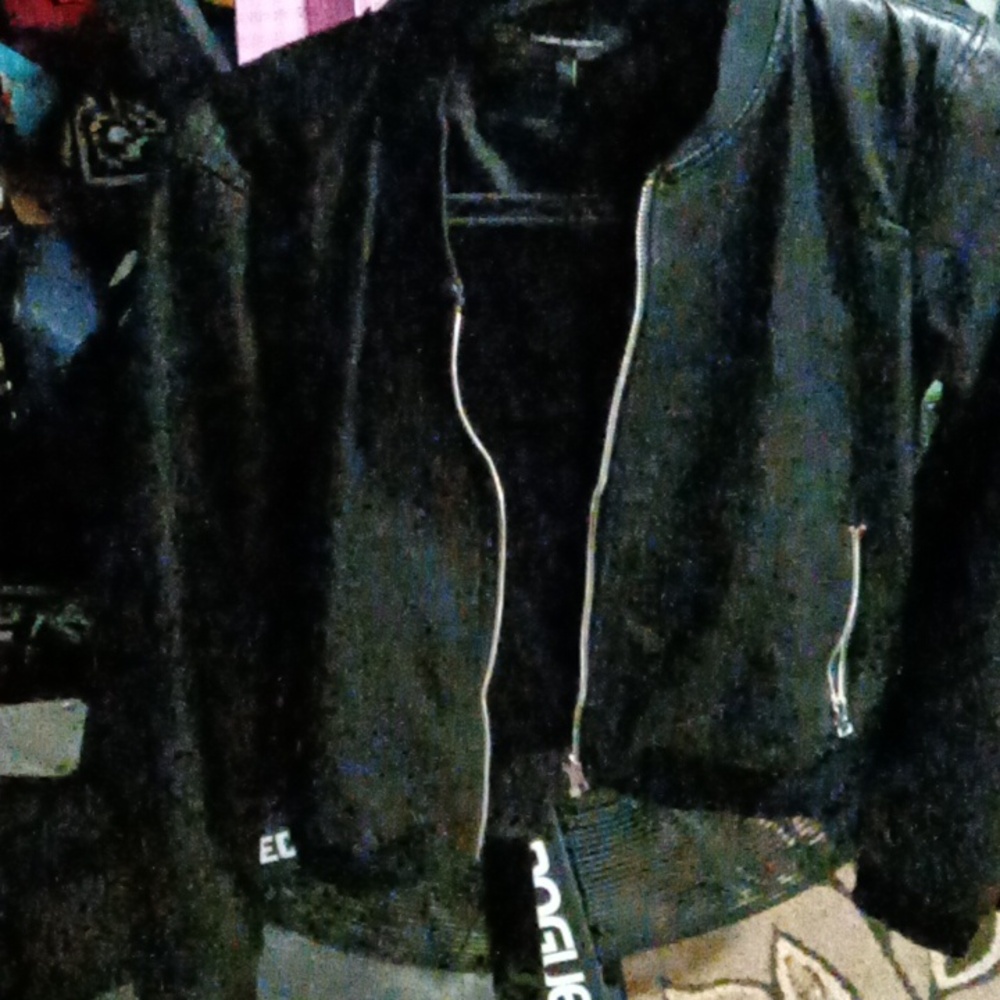 Zara  black real  leather bomber